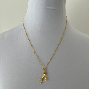 SCOTCH & SODA Maison Scotch Gold Tone Coral Shape Pendant Delicate Necklace